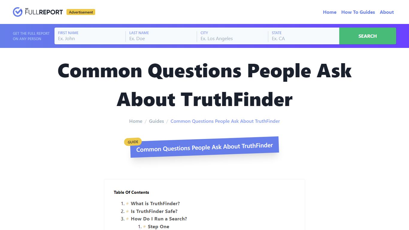 Common Questions People Ask About TruthFinder - Get Full Report